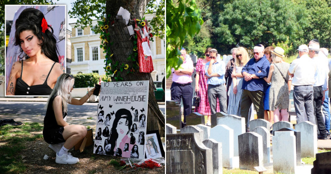 Amy Winehouse Fans Pay Tribute To Late Singer On 10th Anniversary Of Death Amy Winehouse Fans Pay Tribute To Late Singer On 10th Anniversary Of Death Amy Winehouse’s family members and fans have gathered at the late singer’s home in North London to pay tribute to her on the 10th anniversary of her death. The musician died on July 23, 2011 at the age of 27 from alcohol poisoning. Pictures have shown a temporary shine situated outside of her house, where supporters have left flowers, balloons and other memorabilia to show their love for Amy. A group of fans also huddled together for a photo, as they posed with two posters which featured images of Amy alongside the words: ‘10 Years Without Amy’. Messages of condolences were also left at the shrine by some, with many expressing their sadness at how long it has been since the singer has gone. Other photos show fans standing alongside Amy’s statue, which is situated in Camden Town.