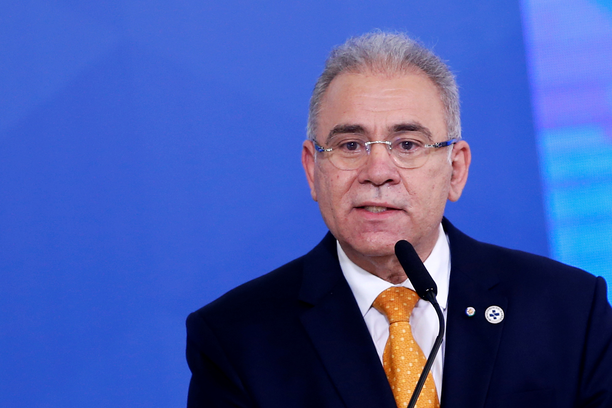 Brazil's Health Minister Marcelo Queiroga speaks during a ceremony at the Planalto Palace Brazil’s health minister tests positive for COVID-19 at UN General Assembly