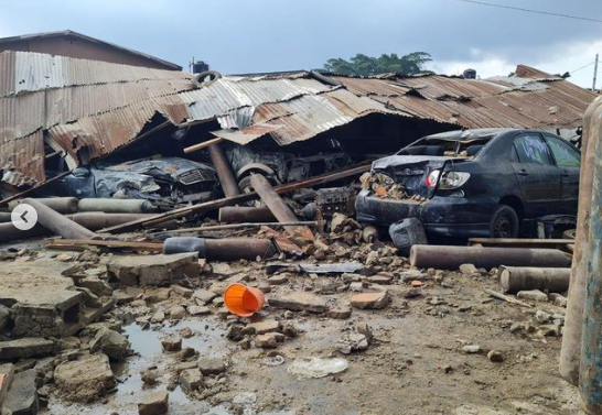 GAS EXPLOSION LAGOS 2 Shops stacked with gas cylinders caused Ladipo explosion - LASEMA