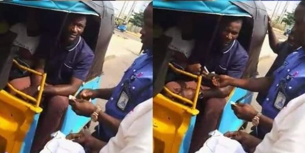POLICE CASH GIFT2 Sweet Christmas, Policeman in Enugu, police gives cash gift gives tricyclist, passengers cash gifts