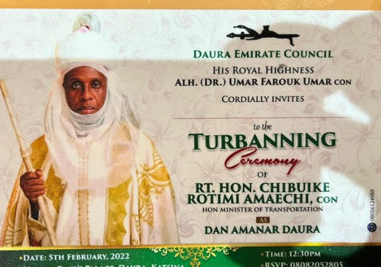Amaechi set to bag chieftaincy title of 'the trusted one of Daura' 1 Amaechi To Bag Chieftaincy Title In Buhari's Hometown, Daura