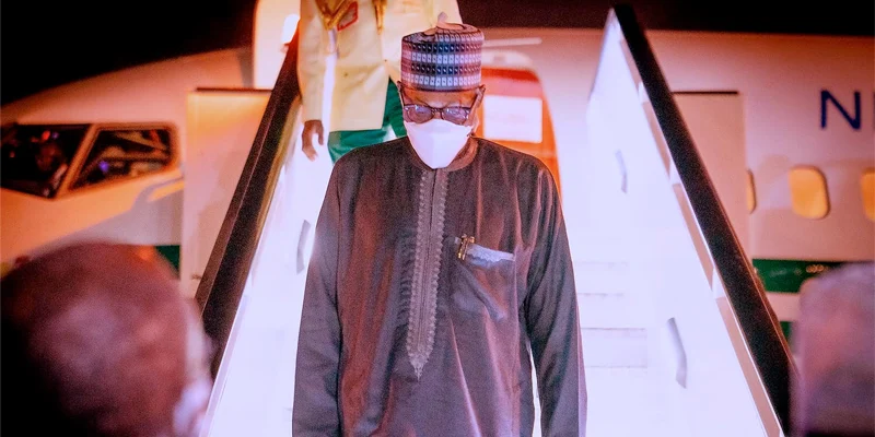 The President returned from London after a routine medical check-up buhari