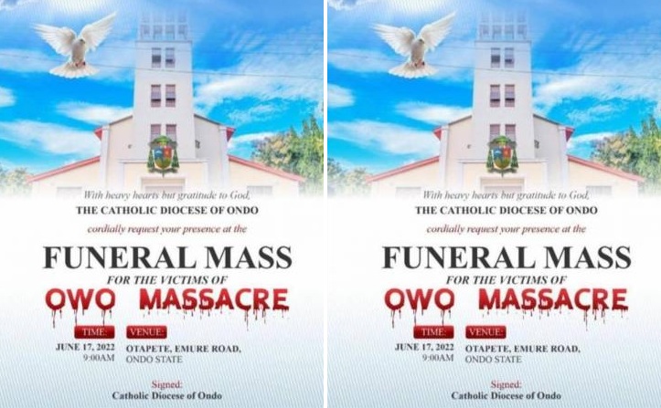 Catholic Church To Conduct Mass Burial For Owo Victims On Friday Catholic Church To Conduct Mass Burial For Owo Victims On Friday