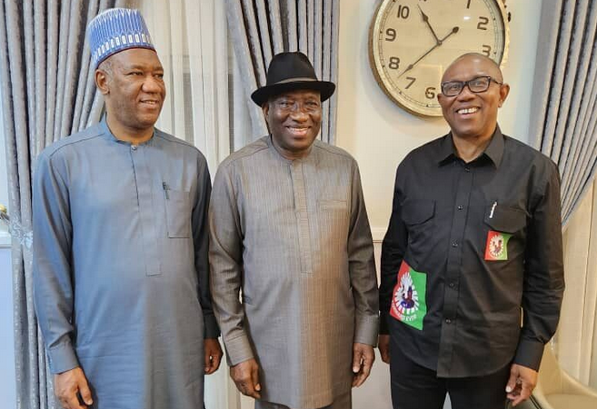 Peter Obi, Yusuf Meet Goodluck Jonathan Behind Closed Doors Peter Obi, Yusuf Meet Goodluck Jonathan Behind Closed Doors