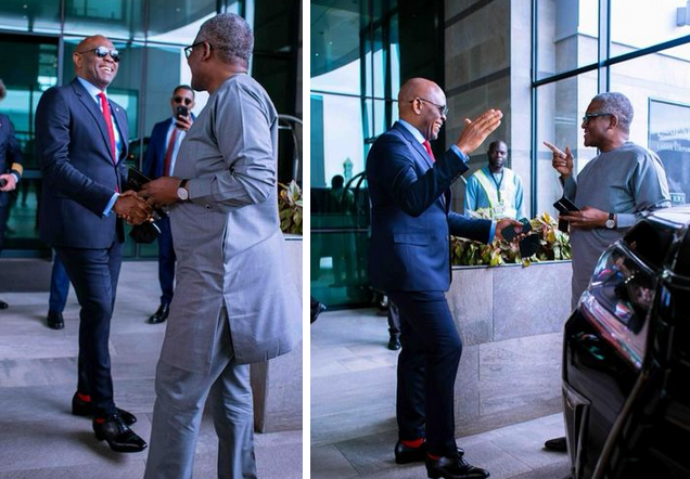 Tony Elumelu HAILS Dangote As They Meet In Abuja Tony Elumelu HAILS Dangote As They Meet In Abuja