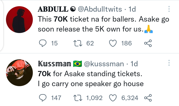 Reactions as Asake sells concert tickets at 70k for regular