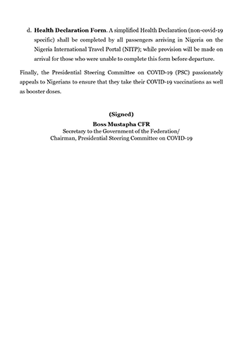 FG Suspends COVID-19 Tests For Travellers