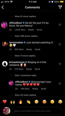 Na lie, na you – Bovi says after Nancy Isime puts disclaimer on unclad movie scene