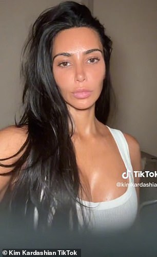 Kim Kardashian is almost unrecognizable as she goes makeup-free on TikTok