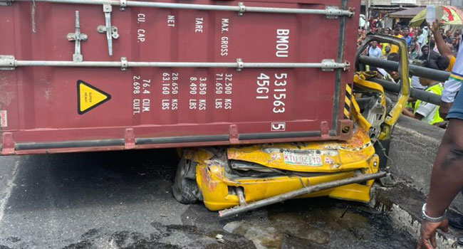 Nine Dead As Container Falls On Bus In Lagos Nine Dead As Container Falls On Bus In Lagos