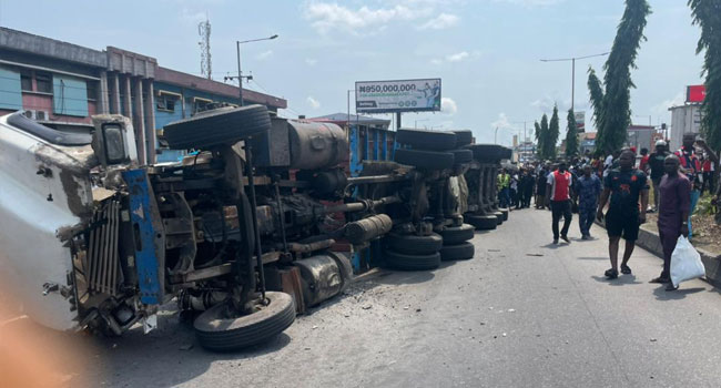 Nine Dead As Container Falls On Bus In Lagos