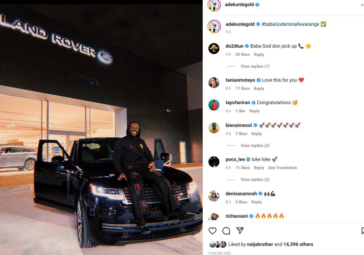Adekunle Gold Acquires Range Rover