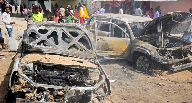 burnt-cars-in-somali Nine Killed In Central Somalia Car Bombings