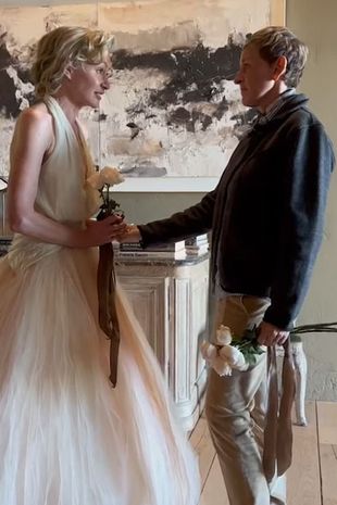 Prince Harry and Meghan Markle seen at Ellen DeGeneres and Portia de Rossi's vow renewal