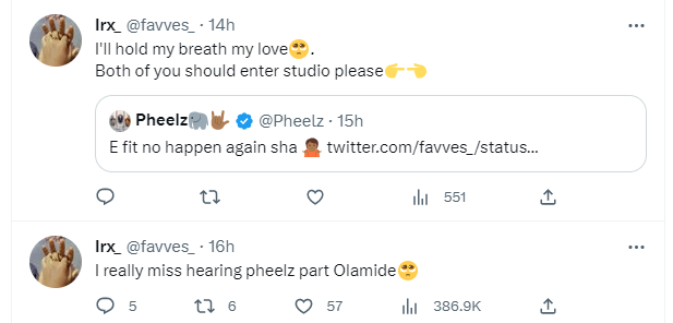 Singer Pheelz makes a shocking revelation about Olamide Baddo after a fan requests collaboration