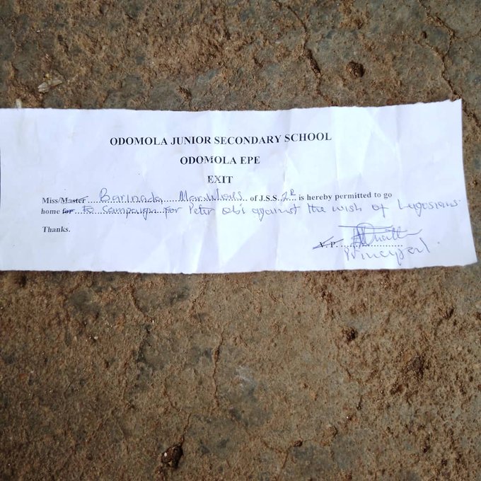 Lagos probes principal who ‘sent pupil home for wrapping book with Obi’s poster’
