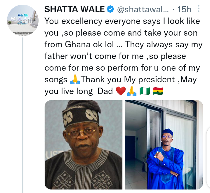 Everyone says I look like you – Shata Wale begs Tinubu to adopt him