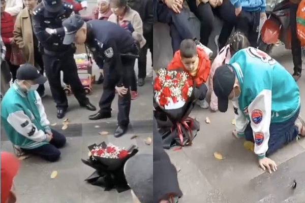 Man Storms Ex-Girlfriend's Office, Spends 21 Hours Kneeling & Begging For Her To Take Him Back Kneeling & Begging