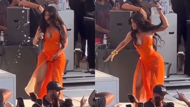 Cardi B throws microphone at fan during concert