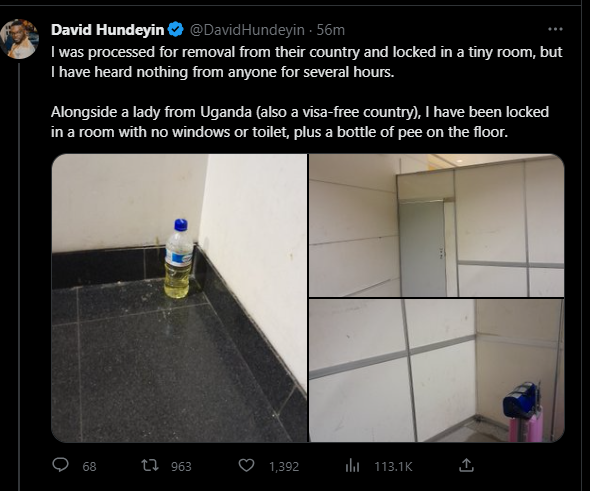 Nigerian journalist David Hundeyin in Zimbabwe ''cell''