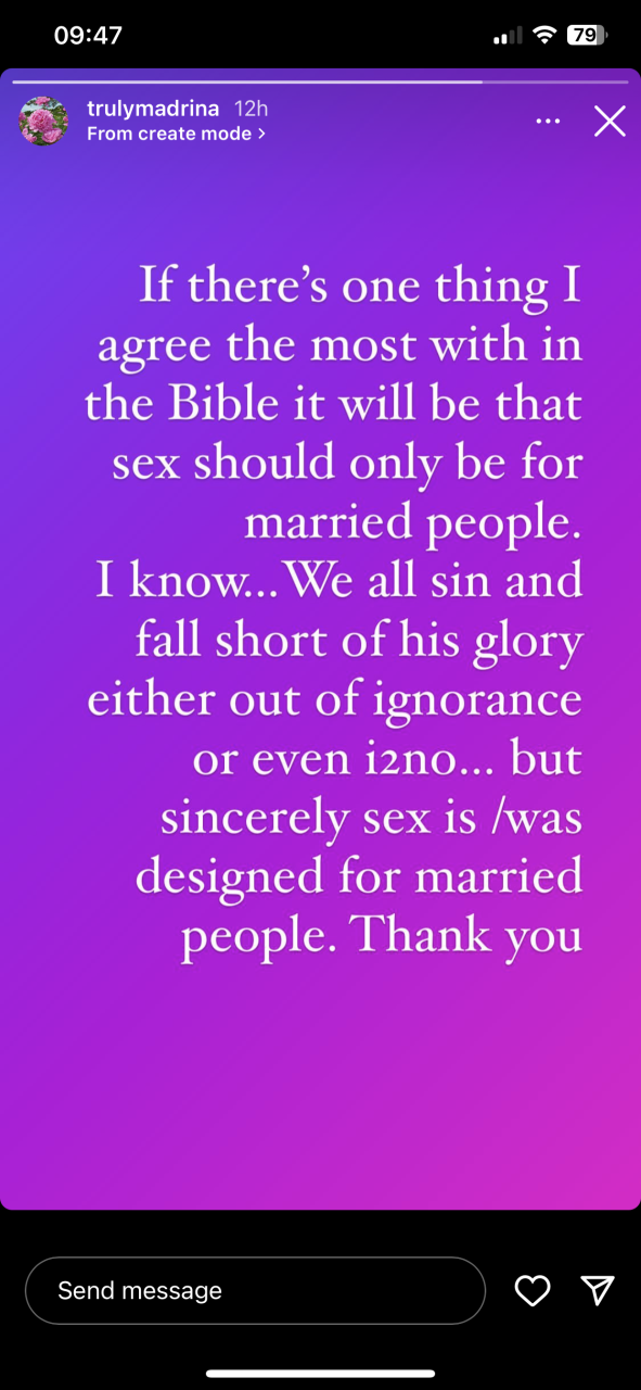S3x is designed for married people only - Cynthia Morgan