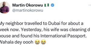 Trouble looms as wife finds husband’s passport at home after he claims he was traveling to Dubai wife finds husband's passport at home after claims to be traveling to Dubai