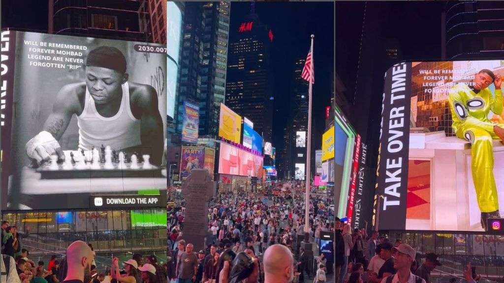 Mohbad appears on Times Square’s billboard, New York