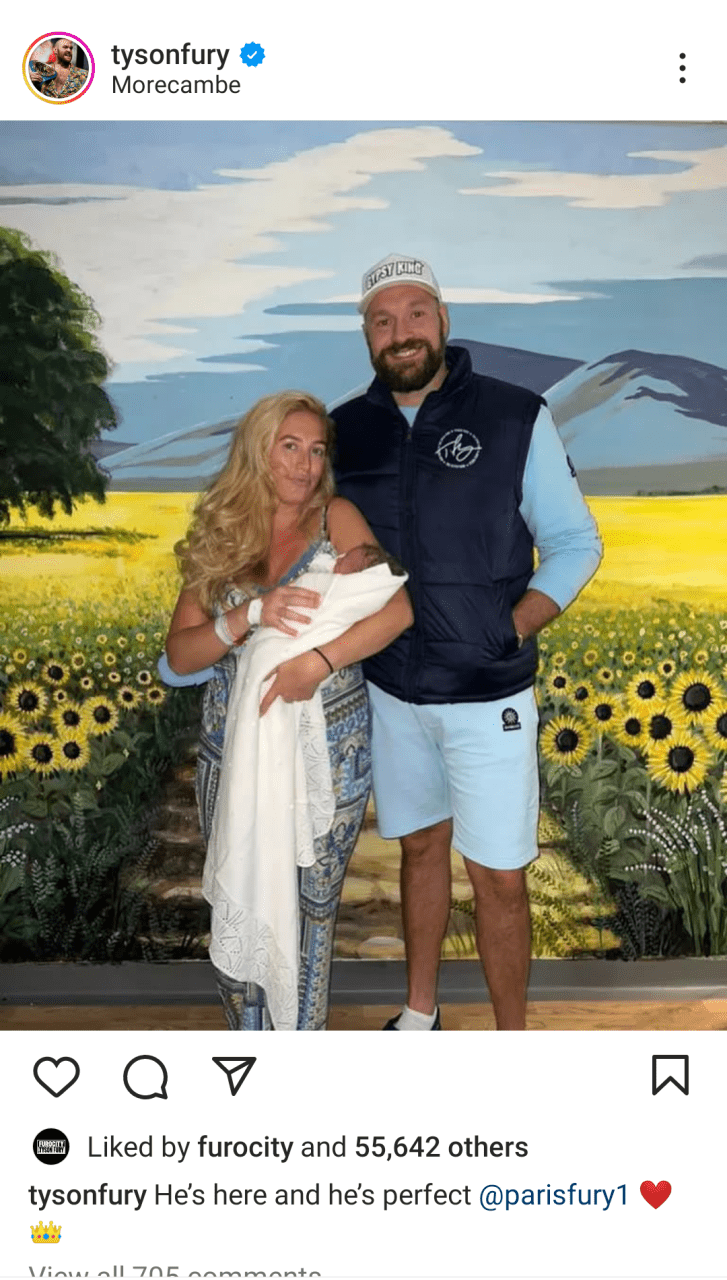 Tyson and Paris Fury welcome seventh child