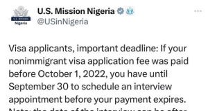 Important information from US Mission in Nigeria Important information from US Mission in Nigeria