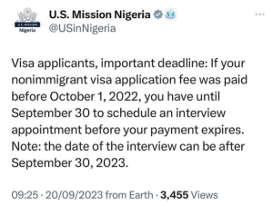 Important information from US Mission in Nigeria

