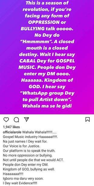 There is cabal in gospel music industry - Woli Arole