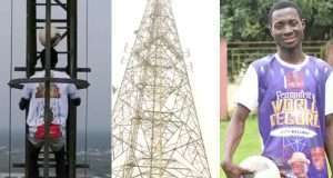 Nigerian man achieves GWR for ladder-climbing with ball on head Nigerian man achieves GWR for ladder-climbing with ball on head