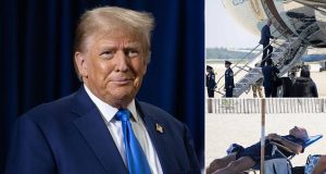 Donald Trump mocks Biden for using the ‘children’s stairs’ to board Air Force One Donald Trump mocks Biden for using the 'children's stairs' to board Air Force One