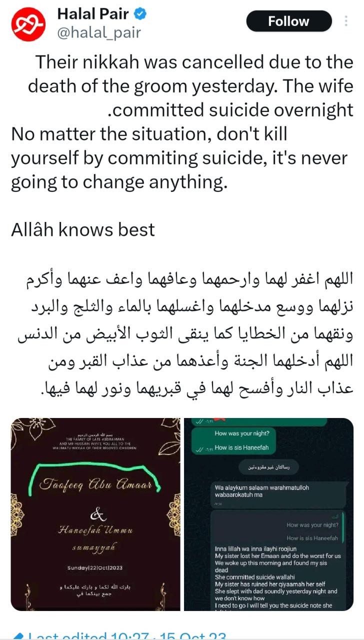 Sad! Woman commits SUICIDE after her husband-to-be DIES