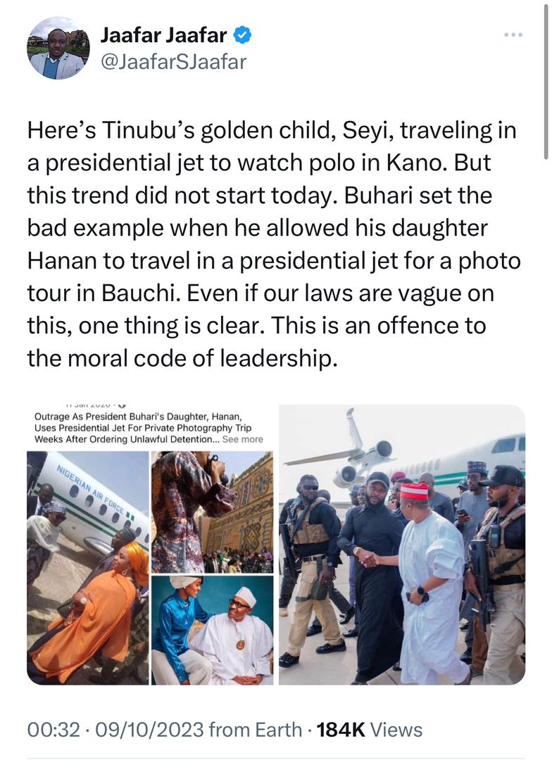 Journalist TACKLES Seyi Tinubu for flying presidential jet to polo event in Kano