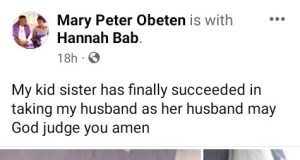 Woman CALLS out her younger sister for allegedly snatching her husband Woman CALLS out her younger sister for allegedly snatching her husband