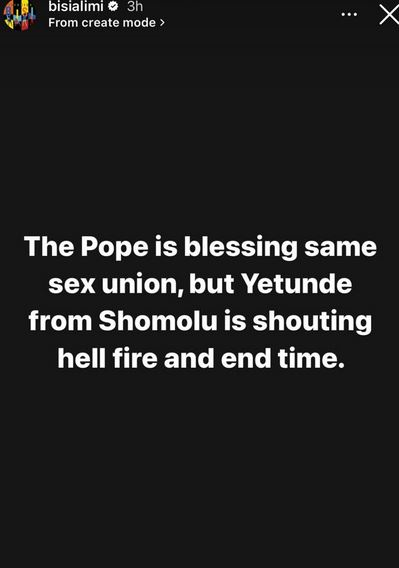Bisi Alimi excited as Pope blesses same-sex marriage