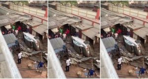 Car falls off bridge as driver escapes Car falls off bridge as driver escapes