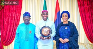 Oshoala presents CAF award to Tinubu, First Lady Oshoala presents CAF award to President Tinubu, First Lady