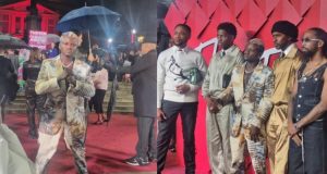 Portable seen with British rapper Skepta on the red carpet at the British Fashion Awards Portable seen with British rapper Skepta on the red carpet at the British Fashion Awards