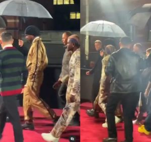 Portable seen with British rapper Skepta on the red carpet at the British Fashion Awards