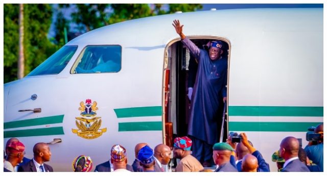 Tinubu arrives in Abuja from COP28 summit