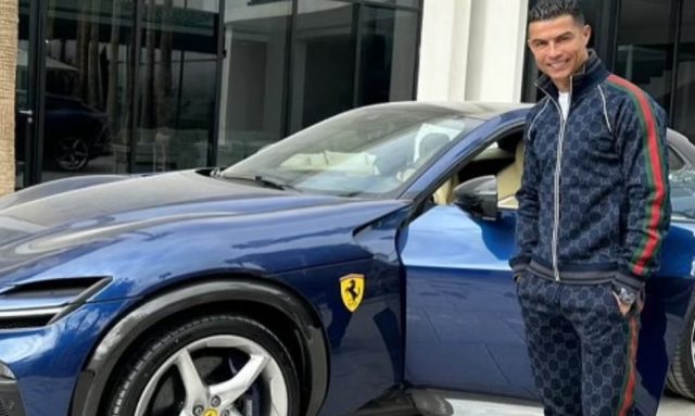 Cristiano Ronaldo shows off his new £400K Ferrari