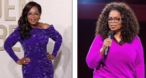 Oprah Winfrey actually has a figure 8! Oprah Winfrey shows off her new trim figure