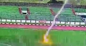 Terrifying moment footballer is struck by lightning during a match Terrifying moment footballer is struck by lightning during a match