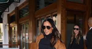 Meghan Markle rocks $6,250 winter coat to lunch date with her wedding dress designer