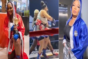 Celebrity Boxing: Chizzy defeats Laide Bakare in fist fight