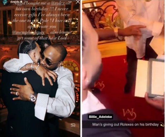 Footballer Memphis Depay gifts Davido a Rolex Footballer Memphis Depay gifts Davido a Rolex
