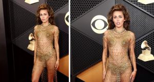 Miley Cyrus’ gold safety pins dress to the Grammys Ladies, would you rock this Miley Cyrus' gold safety pins dress?