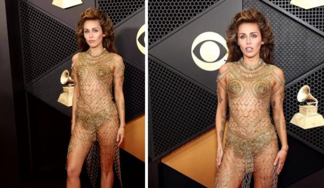Ladies, would you rock this Miley Cyrus' gold safety pins dress? Ladies, would you rock this Miley Cyrus' gold safety pins dress?
